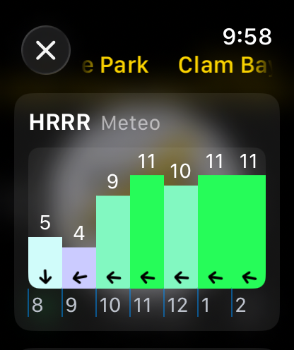 Apple Watch HRRR forecast chart
