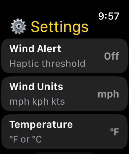 Apple Watch settings screen