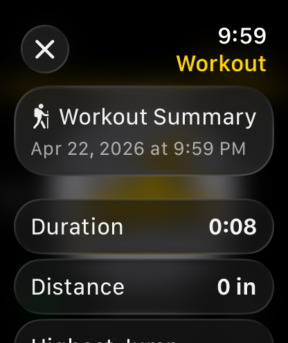 Workout summary on Apple Watch